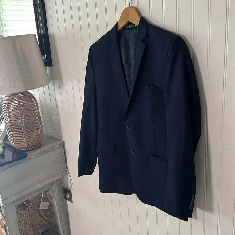 Tazio Navy Blue Jacket Blazer and Vest Like New sz 14